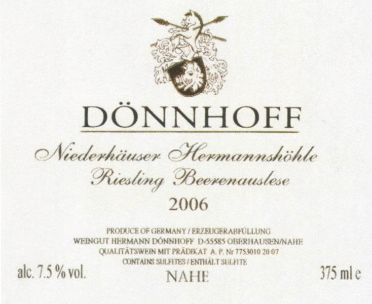 Dnnhoff Niederhuser Hermannshhle Riesling BA