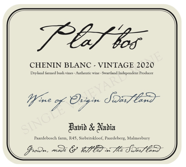 Chenin Blanc Platbos David  Nadia Sadie