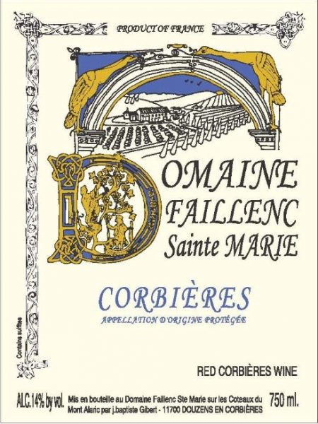 Corbieres Rouge Domaine Faillenc Sainte Marie