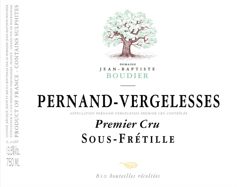 PernandVergelesses Blanc 1er Sous Fretille Domaine JeanBaptiste Boudier