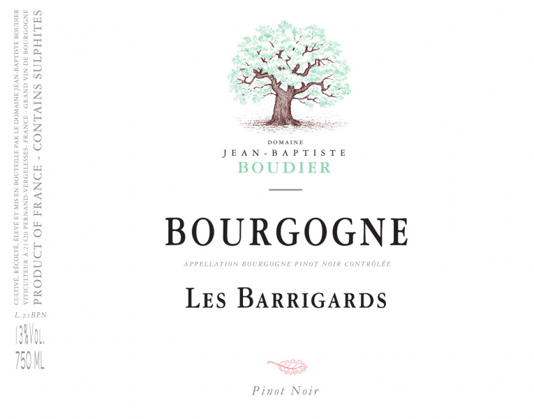 Bourgogne Rouge 'Les Barrigards', Domaine Jean-Baptiste Boudier ...
