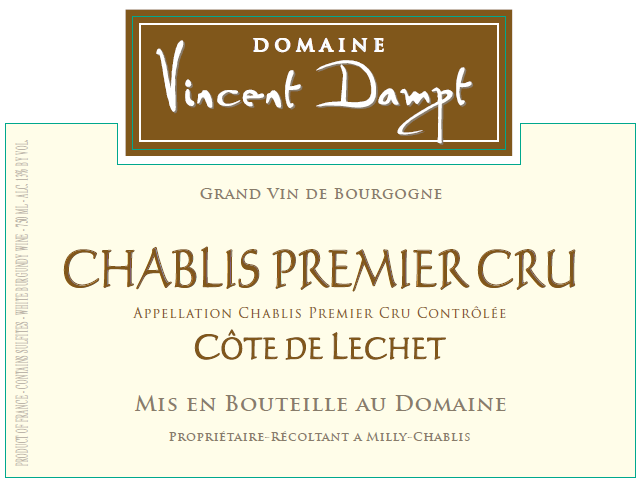 Chablis 1er 'Cote de Lechet', Vincent Dampt
