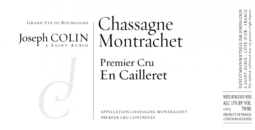 ChassagneMontrachet 1er En Cailleret Joseph Colin