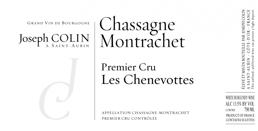 ChassagneMontrachet 1er Les Chenevottes Joseph Colin