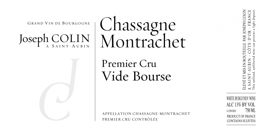 ChassagneMontrachet 1er Vide Bourse Joseph Colin