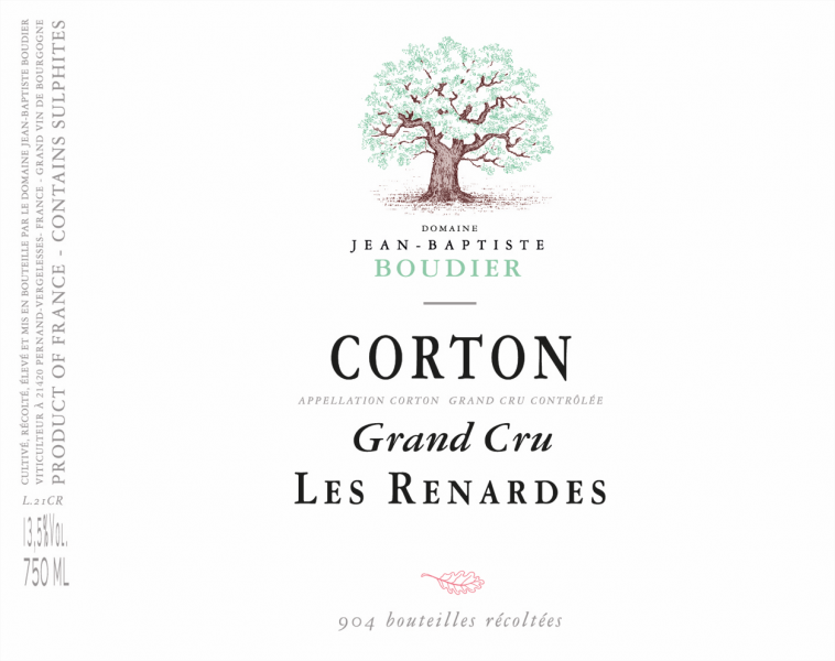Corton Grand Cru Les Renardes Domaine JeanBaptiste Boudier
