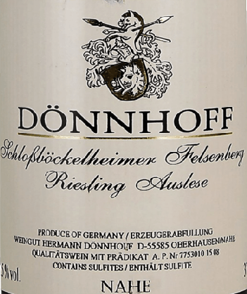 Dnnhoff Schlossbckelheimer Felsenberg Riesling Auslese Goldkapsel
