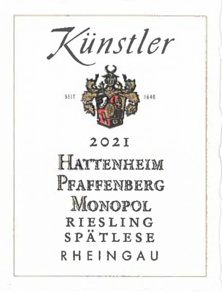 Knstler Hattenheimer Pfaffenberg Riesling Sptlese
