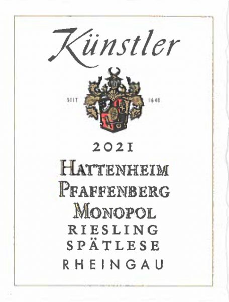 Künstler Hattenheimer Pfaffenberg Riesling Spätlese