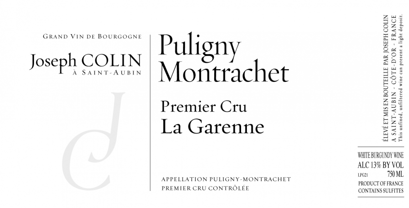 PulignyMontrachet 1er La Garenne Joseph Colin