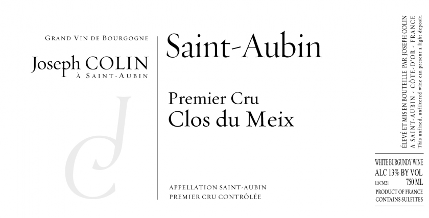 SaintAubin 1er Clos du Meix Joseph Colin