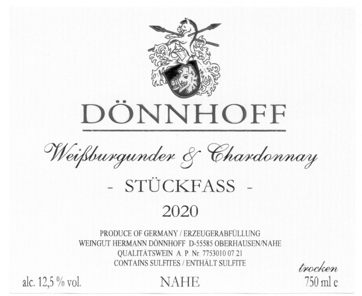 Dnnhoff Stckfass Weissburgunder  Chardonnay
