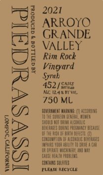 Syrah 'Arroyo Grande Valley - Rim Rock Vyd'