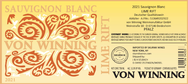 von Winning Lime Rift Sauvignon Blanc