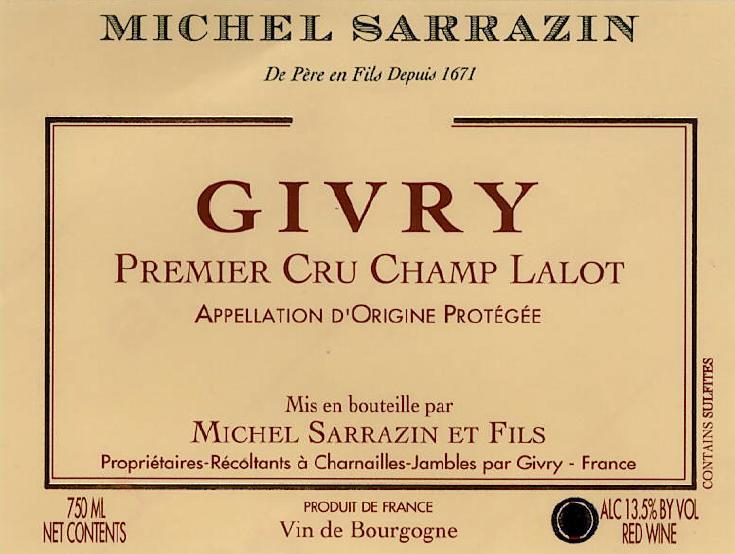 Givry Rouge 1er Champs Lalot