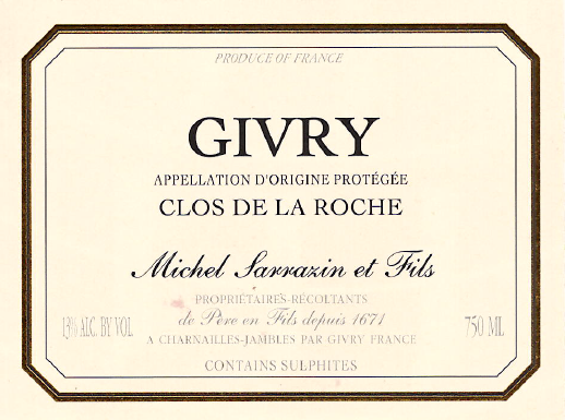 Givry Rouge Clos de la Roche Michel Sarrazin