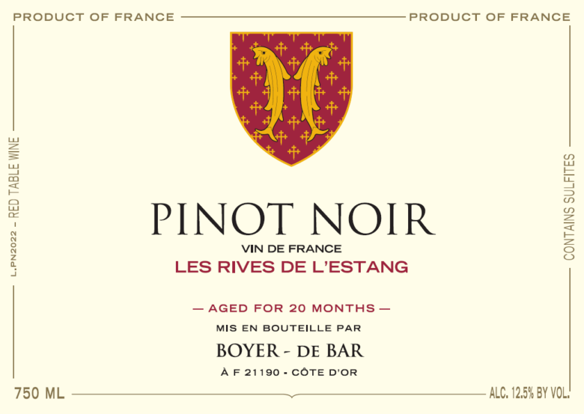 Pinot Noir Les Rives de LEstang Boyer de Bar