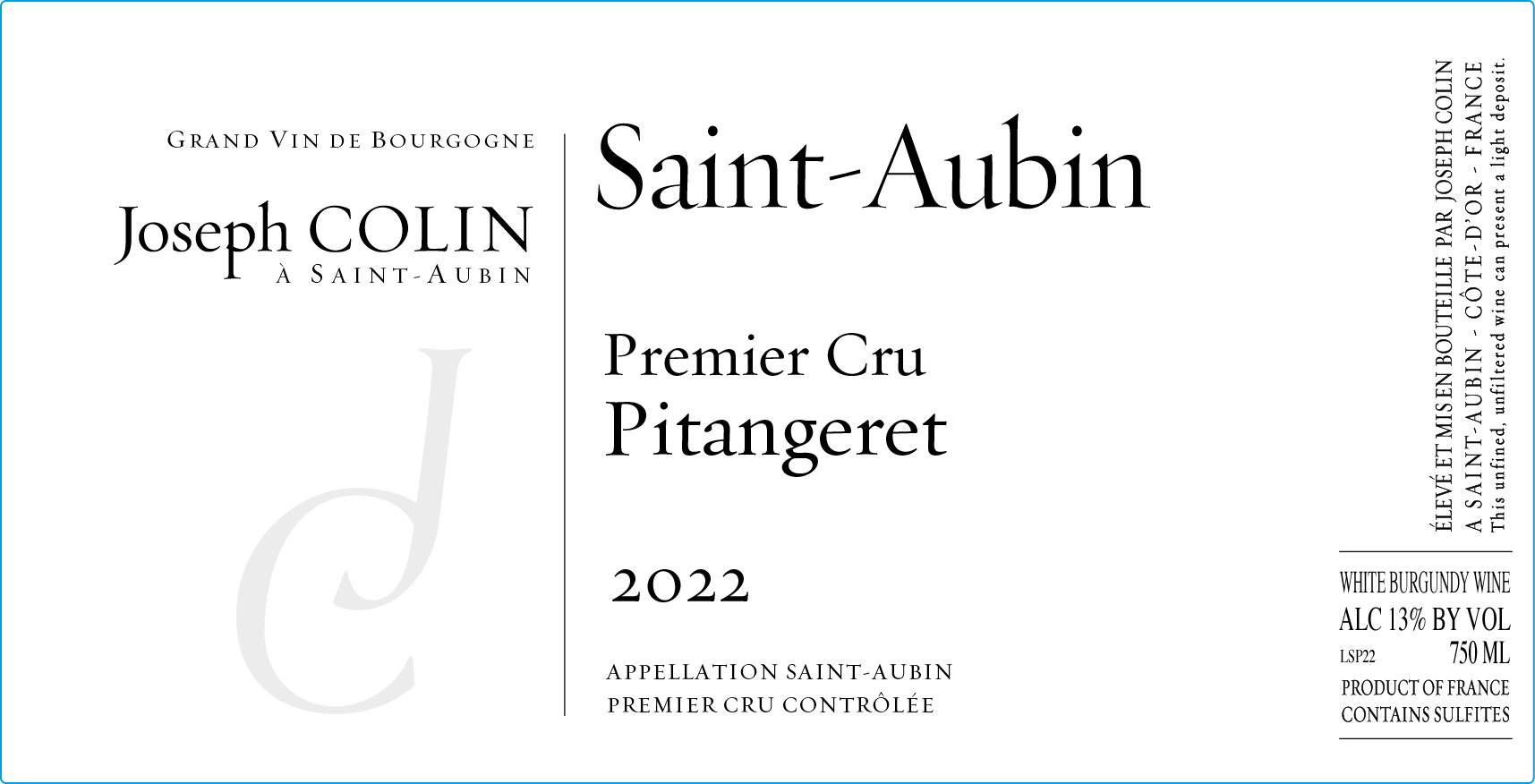 【白】Saint-Aubin 1er Cru 2018Joseph Colin 2018 Joseph Colin Saint-Aubin 1er Cru Chatenière