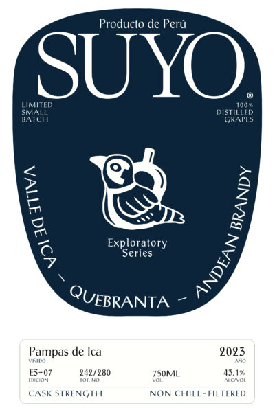 Andean Brandy Exploratory Series Quebranta Fundo Pampas de Ica 2023 Suyo Pisco