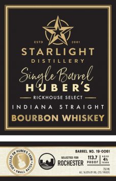 Indiana Straight Bourbon Whiskey, Single Barrel, Carl T., 'Rochester'