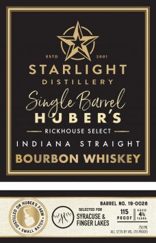 Indiana Straight Bourbon Whiskey, Single Barrel, 'Syracuse/Finger Lakes'