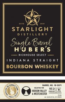 Indiana Straight Bourbon Whiskey, Single Barrel, 'Hudson Valley/Westchester'