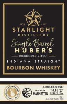 Indiana Straight Bourbon Whiskey, Single Barrel, Carl T., 'Manhattan'