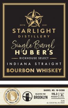 Indiana Straight Bourbon Whiskey, Single Barrel, Carl T., 'Brooklyn'