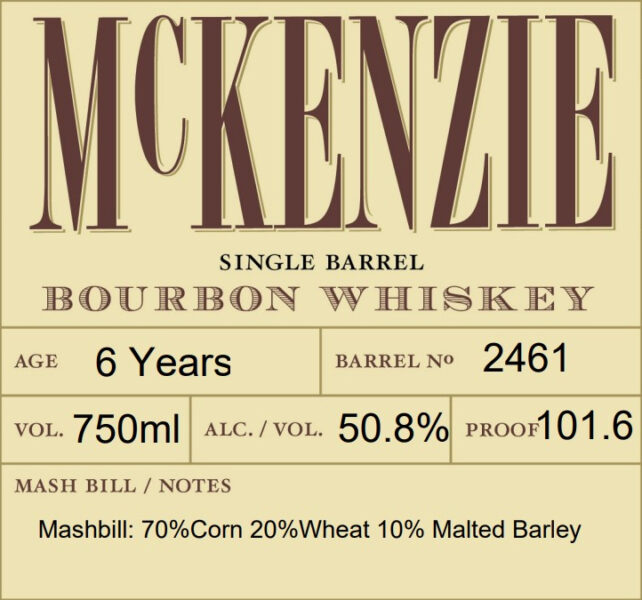 McKenzie Single Barrel Bourbon 2461  9th Fl